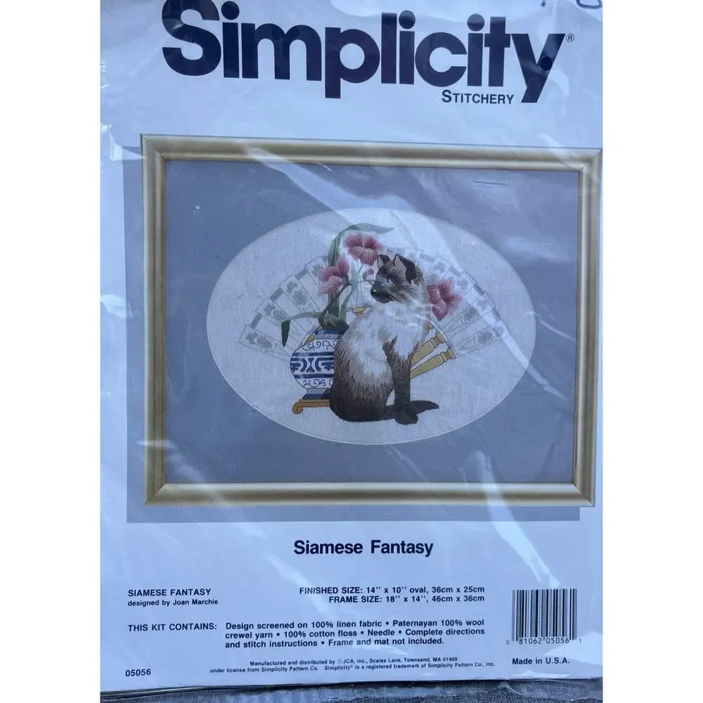 Simplicity Counted Cross Stitch Kit Siamese Fantasy #05056 by Joan‎ Marchie Cat